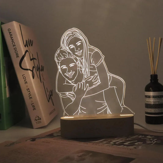 Customized 3D Engraved LED Lamp – Couple Design