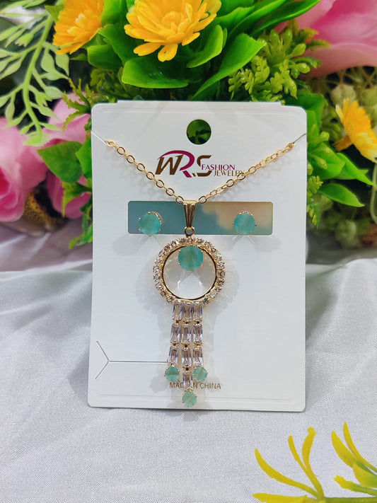 Elegant Stone Pendant Set with Earrings
