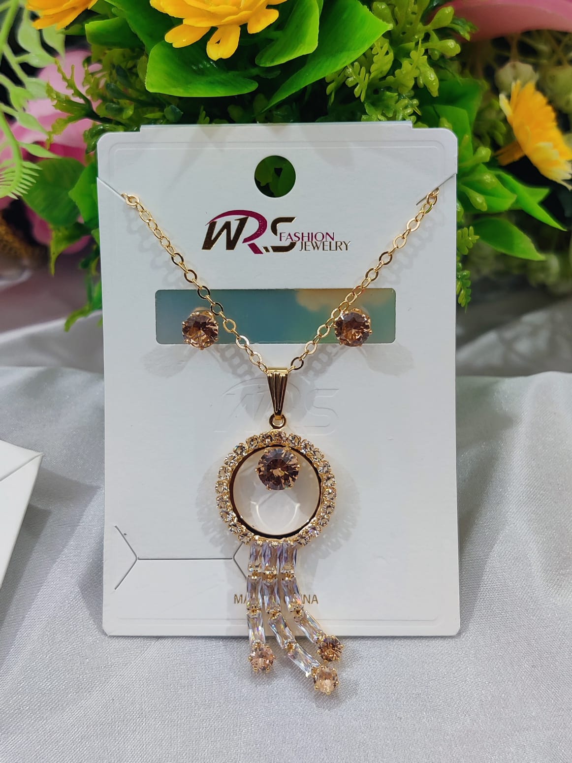 Elegant Stone Pendant Set with Earrings