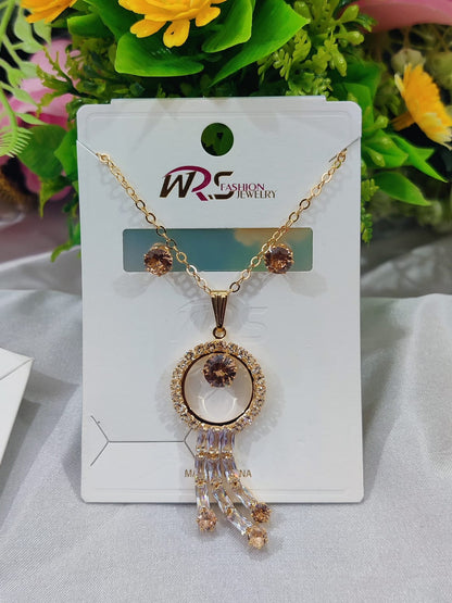Elegant Stone Pendant Set with Earrings