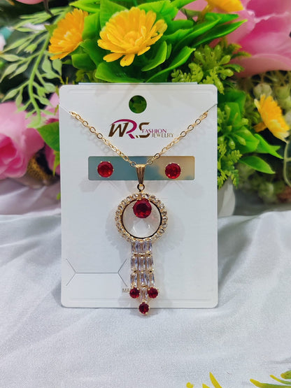 Elegant Stone Pendant Set with Earrings