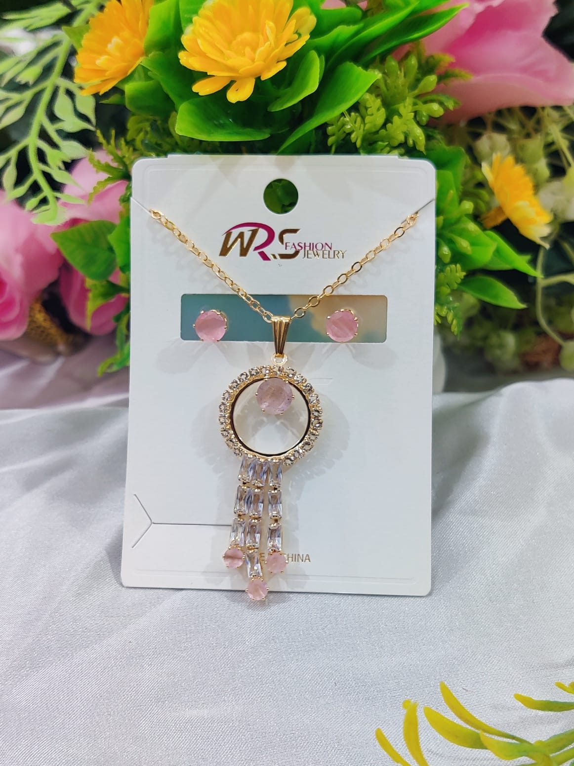 Elegant Stone Pendant Set with Earrings