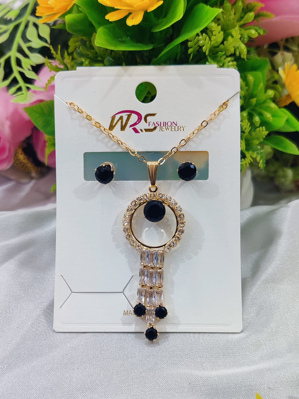 Elegant Stone Pendant Set with Earrings