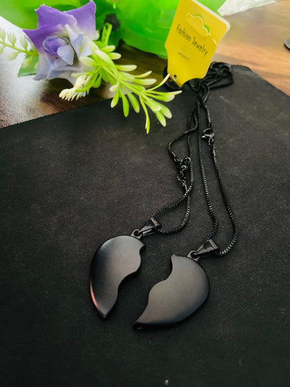 Broken Heart Couple Locket with Separate Chains