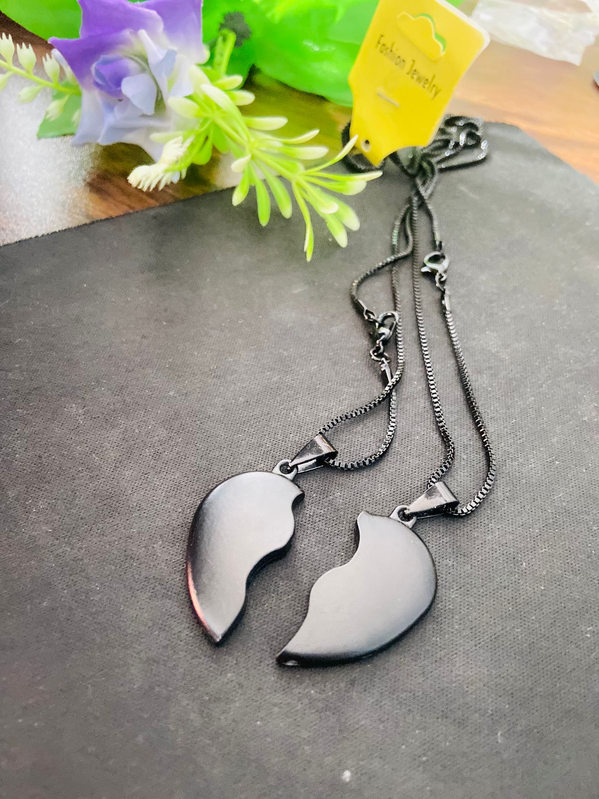 Broken Heart Couple Locket with Separate Chains
