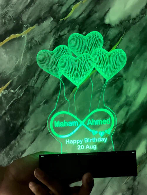Customized Name 3D LED LIGHT LAMP - Romantic Gift