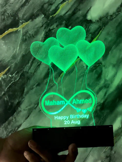 Customized Name 3D LED LIGHT LAMP - Romantic Gift
