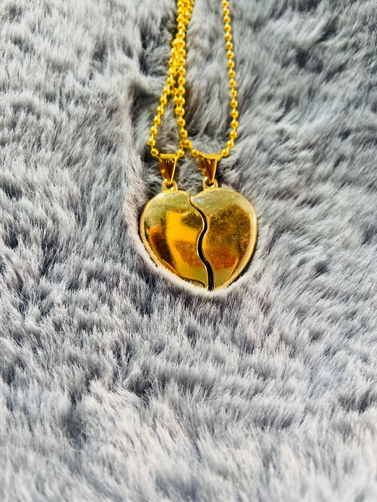 Broken Heart Couple Locket with Separate Chains