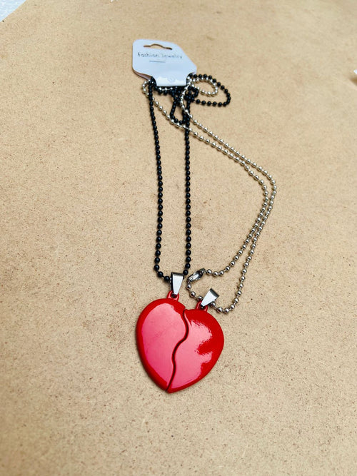 Broken Heart Couple Locket with Separate Chains