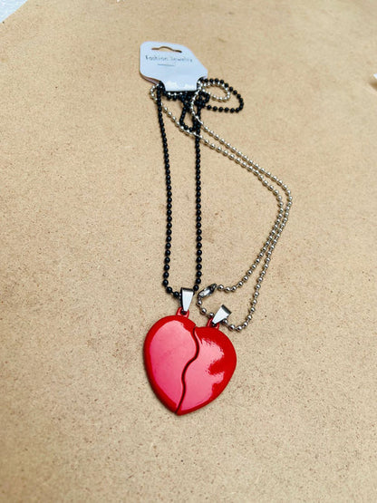 Broken Heart Couple Locket with Separate Chains